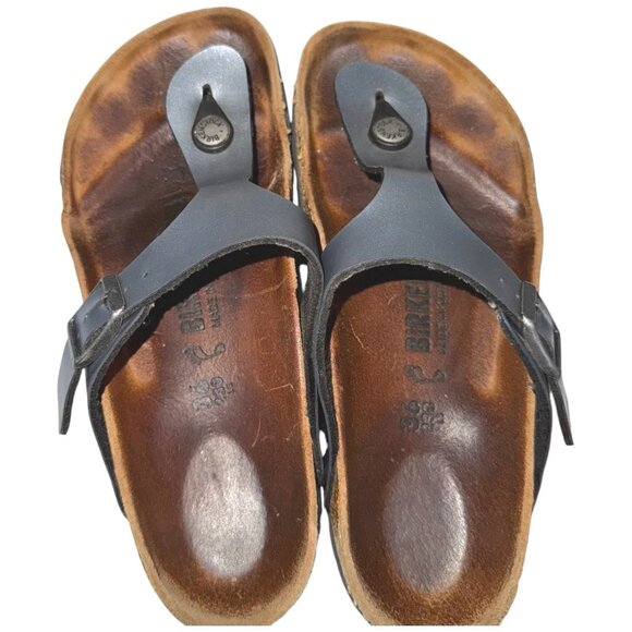 Birkenstock Gizeh Birko-Flor Thong Sandals 36 5 Ice Pearl Onyx Gray Shimmer - Picture 6 of 8